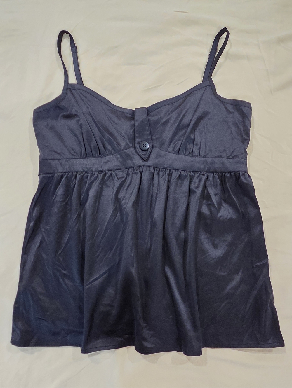 TEX by Max Azria - Black Satin Spaghetti Strap Camisole Tank Top - Size S